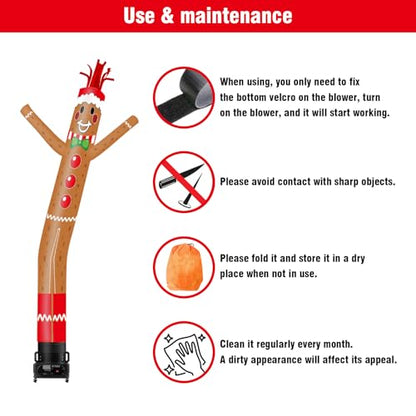 20FT Tall Gingerbread Man Inflatable Tube Man - Wacky Wavy Dancing Guy for Outdoor Decoration Advertising - Variation: Gingerbread Man-20FT