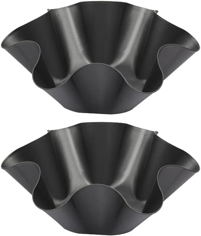 Skiennix Non-Stick Baking Bowls - Tortilla Bowl Maker & Salad Pan Set | Carbon Steel, Black, 2 Pcs