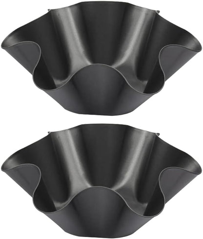 Skiennix Non-Stick Baking Bowls - Tortilla Bowl Maker & Salad Pan Set | Carbon Steel, Black, 2 Pcs