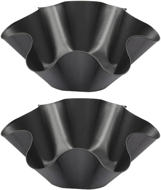 Skiennix Non-Stick Baking Bowls - Tortilla Bowl Maker & Salad Pan Set | Carbon Steel, Black, 2 Pcs