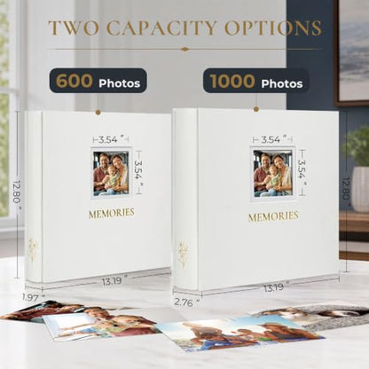 Vienrose Photo Album 4x6 600 Photos Cover Window Beige - Personalized with 600 Pockets