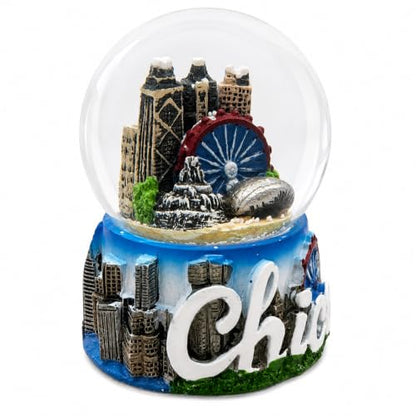 Chicago Cloud Gate Snow Globe with Chicago Skyline and Landmarks – Collectible Winter Decor