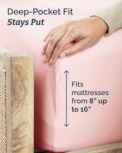 Full XL Bed Sheet - 4 Piece Full XL Bed Sheets Set - Soft, Breathable & Cooling - Hotel Luxury Bedding for Women, Men, Kids, Teens, Boys & Girls - Deep Pockets, Comfy, Fade & Wrinkle Free - Baby Pink