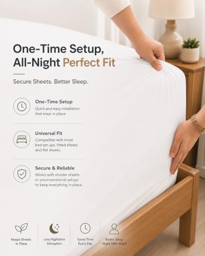 Heavy Duty Bed Sheet Corner Clips - 4-Pack Fitted Sheet Holders with Snap-Lock Grippers