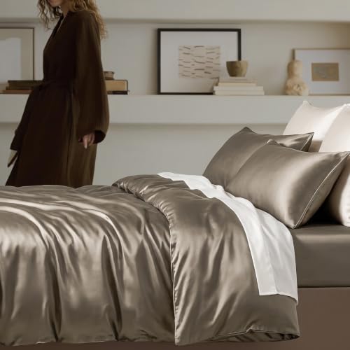 EverGrace Queen Size Rayon from Bamboo Duvet Cover Set - Mocha Brown