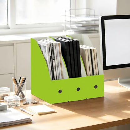 STAYTOP Lime Green Magazine File Holder 3 Pack Desk Organizer Storage for Documents