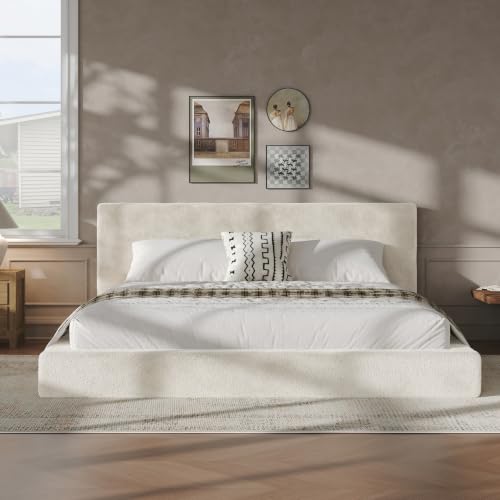 King Size Frameless Bed Surround with Headboard - Soft Cloud Padding, Off-White