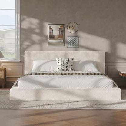 King Size Frameless Bed Surround with Headboard - Soft Cloud Padding, Off-White