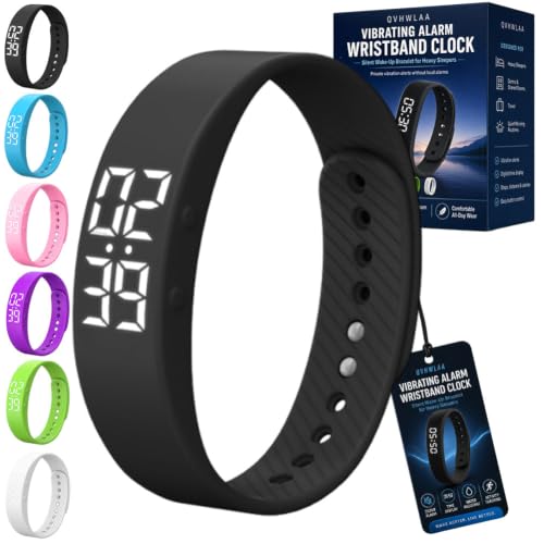 Multi Side-Button Vibrating Alarm Wristband Clock for Heavy Sleepers Waterproof
