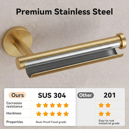 4-Piece Bathroom Towel Holder Set with Robe Hooks - Brushed Gold, Wall-Mounted