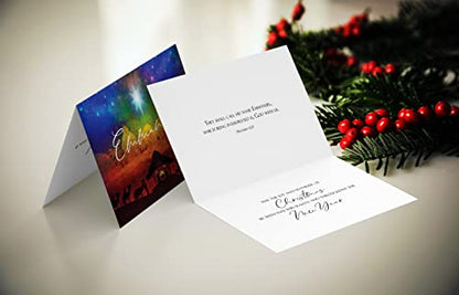 Religious Christmas Card Pack of 24 with Scripture and Envelopes - Emmanuel Theme