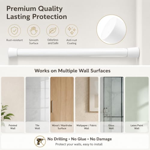 Adjustable Window Security Bar Tension Rods with Rubber Tips for Home Safety