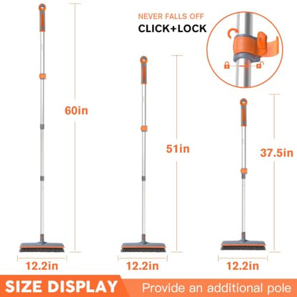 Eazer 2-in-1 Long Handle Floor Scrub Brush with Squeegee - 60 Inch