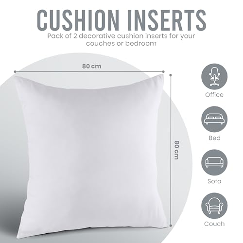 Utopia Bedding 12x12 Pillow Inserts, Set of 2, White – Indoor Decorative Throw Pillows for Bed, Sofa & Couch – Soft, Supportive & Fluffy Cushion Inserts