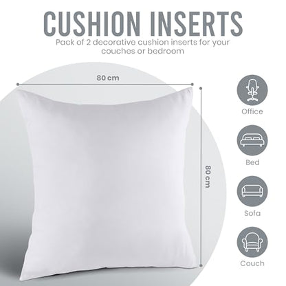 Utopia Bedding 12x12 Pillow Inserts, Set of 2, White – Indoor Decorative Throw Pillows for Bed, Sofa & Couch – Soft, Supportive & Fluffy Cushion Inserts