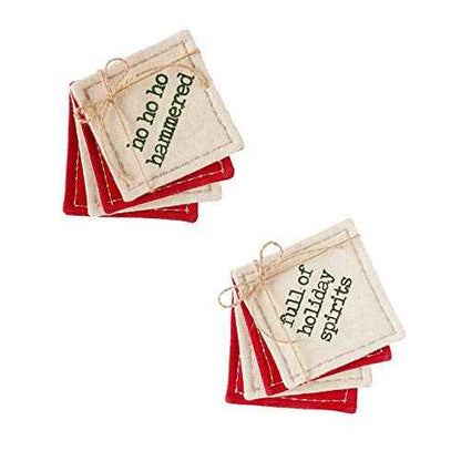 Mud Pie Holiday Spirits Coasters, Multicolor, 4"" x 4"""