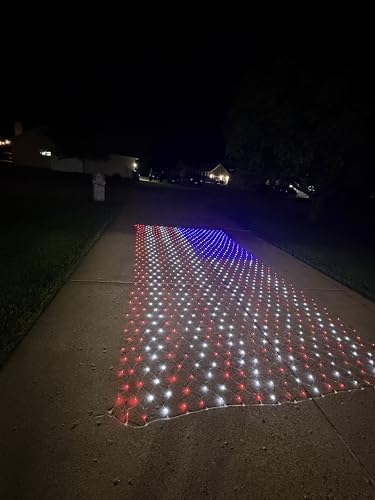 Large LED American Flag Net Lights 10ft x 20ft Outdoor Patriotic Decoration