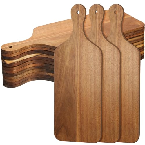 Acacia Wood Cutting Boards Set - 12 Pieces 17x6 Inches with Handle