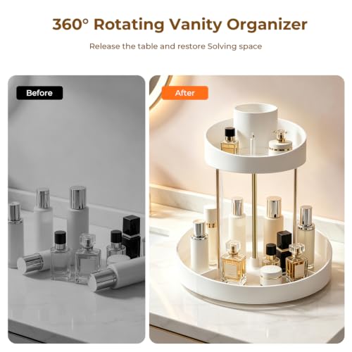GTI 360° Rotating Bathroom Organizer - 2-Tier Vanity Storage, White