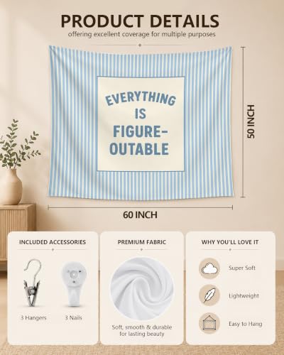 Preppy Blue Inspirational Tapestry Wall Hanging 50x60 Inch - FGFK