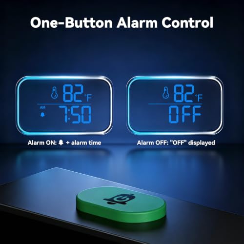 Projection Alarm Clock for Bedroom Ceiling with Auto Brightness, Black+Blue