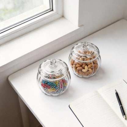Clear Glass Candle Jars with Airtight Bamboo Lids - 4 Pack