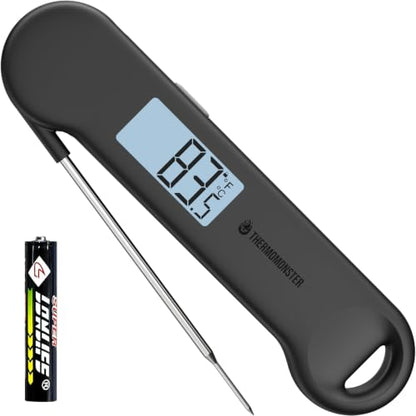 Instant Read Meat Thermometer Digital for Grill & Kitchen - Black