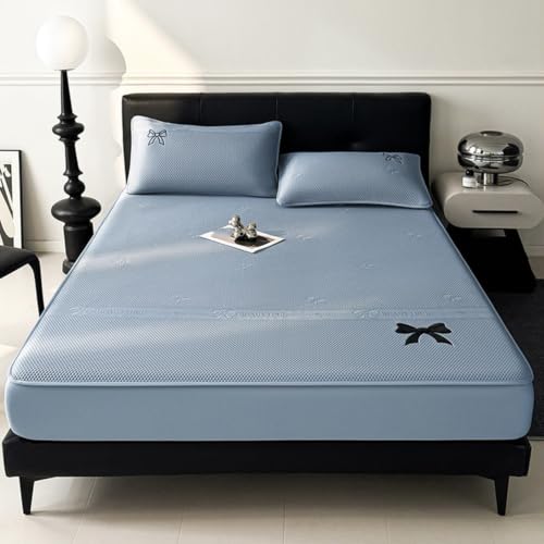 Cooling Mattress Protector Queen Blue 90x190cm Fitted Sheet Bed Cover
