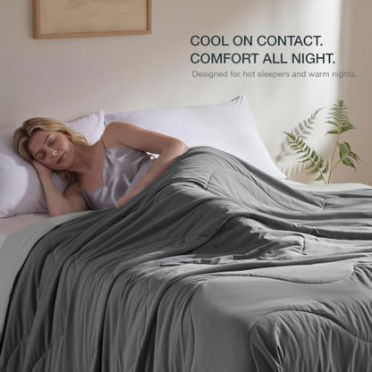 Oversized King Cooling Comforter - Reversible Gray Sleep Blanket 96x120