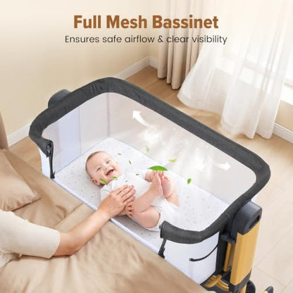 Ezebaby 3-in-1 Rocking Baby Bassinet Bedside Cradle - Grey