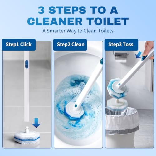 Vacplus Toilet Wand Refills 30 Count - Disposable, Clorox Compatible, Blue & White