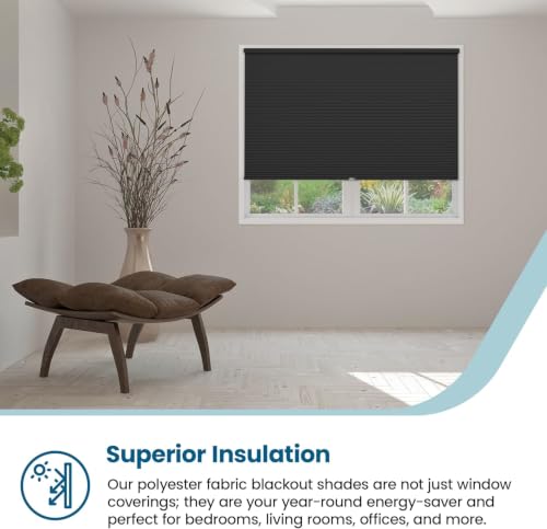 Cordless Cellular Shade Black Custom Size - BlindsAvenue