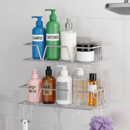 2 Pack Transparent Adhesive Shower Hooks for Replacement - No Drilling Bathroom Storage