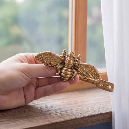 Bee Curtain Holdbacks Antique Brass Metal Hooks for Window Decor - Set of 2