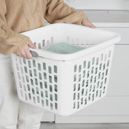 1.5 Bushel Square Plastic Laundry Basket with Handles - White