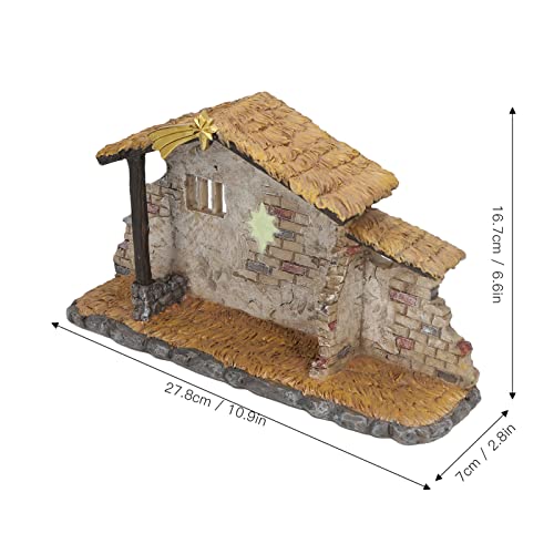 Nativity Scene Resin Stable Statue Christmas Manger with Star of Bethlehem for Home & Holiday Decor