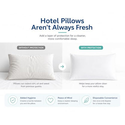 Disposable Pillow Cases 10 Pack - 20x30 Inches for Travel & Hotels