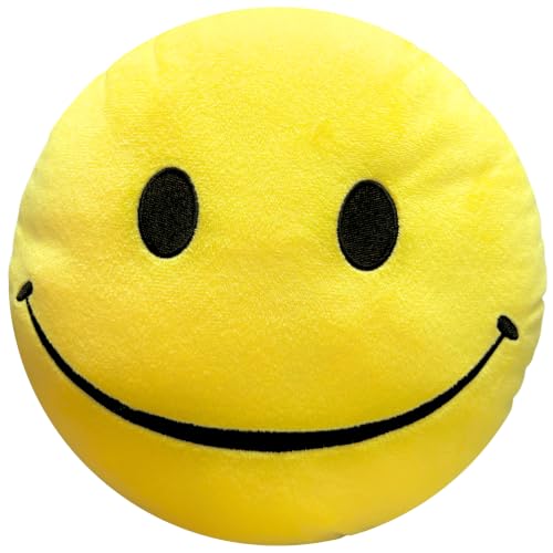 Yellow Smiley Face Pillow - Cute Plush Huggable Decor