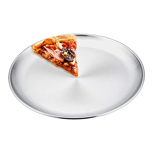 E-far 12 Inch Pizza Pan, Stainless Steel Pizza Pie Pan Tray Platter, Healthy Metal Pizza Baking Cooking Pan for Oven, Dishwasher Safe