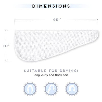 SimpleField 2 Pack Microfiber Hair Towel Wrap for Women, Anti Frizz Quick Drying Hair Turban for All Hair Style, Absorbent and Lightweight (Beige)