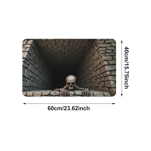Halloween Optical Illusion Rug - 3D Bottomless Pit Non-Slip Bath Mat, 24x16 Inches