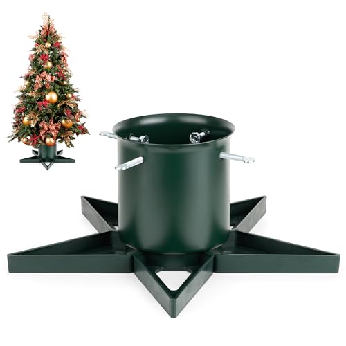 Christmas Tree Stand Base for Live Trees Up to 6.5ft - Green Star Shape