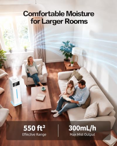 9L Bedroom Humidifier with 60H Runtime and Top Fill - Pure White