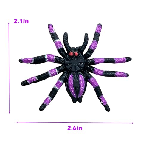 Halloween Plastic Spiders Set of 8 - Patterned, Realistic Decorations