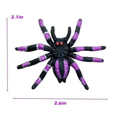 Halloween Plastic Spiders Set of 8 - Patterned, Realistic Decorations