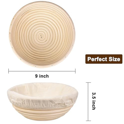 Sourdough Banneton Bread Proofing Basket 9 Inch - 1 Pack, Round Natural Rattan