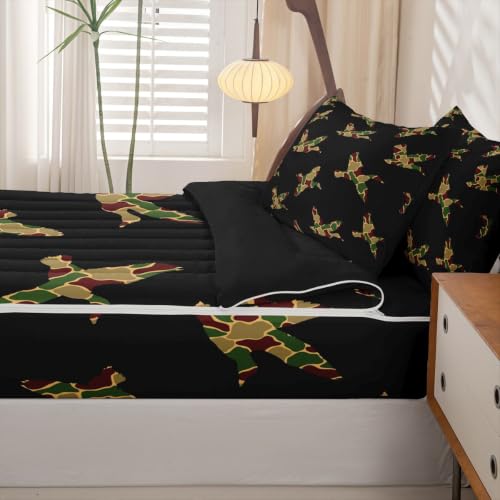 Kids Camouflage Comforter Set Full Maroon Brown Black Hunting Bedding 3 Pcs