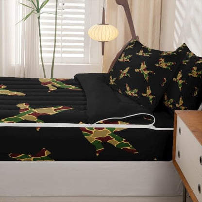 Kids Camouflage Comforter Set Full Maroon Brown Black Hunting Bedding 3 Pcs