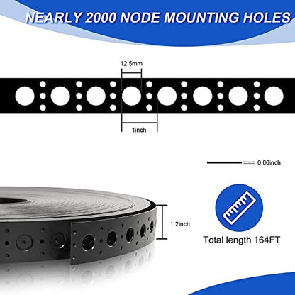 50m Black Mounting Strip for 12mm RGB Pixels - HDPE Material, 1 Inch Spacing