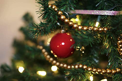 9Ft Rustic Gold Wood Bead Garland for Christmas and Holiday Decor